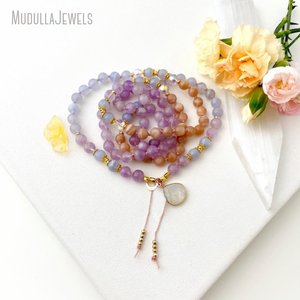สร้อยคอแฮนด์เมดสไตล์โบฮีเมียน MN43558 ประดับด้วยหินซันสโตนสีรุ้งและอเมทิสต์ พร้อมพู่ห้อยรูปหยดน้ำ สร้อยยาวสำหรับผู้หญิง ขายส่ง - Product Image 3