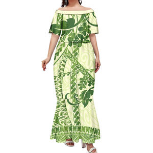 Low Piece individuelles Logo/Muster/Bild hawaiianische elegante Sommer-Damenbekleidung polynesische Samoa Puletasi Ballseejagdkleider - Product Image 5