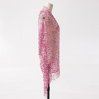 Châle à sequins ajouré 180*45cm, écharpe en maille noire à franges, cape légère pour femme pour soirée et mariage