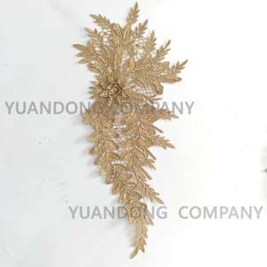 Usine vendre directement 3d Fleur Strass Paillettes Dentelle Applique Diamant dentelle Applique Pour robe de mariée - Product Image 4