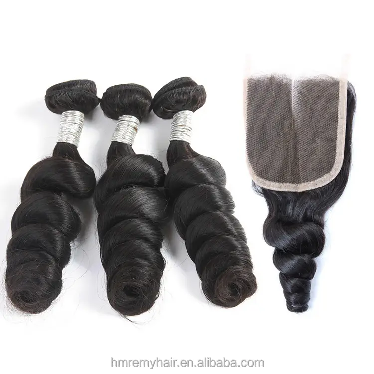 Bundel jalinan rambut manusia tarikan ganda ujung Super tebal rambut Virgin mentah Remy Indian Bouncy, lurus tulang 30 inci rambut Brasil