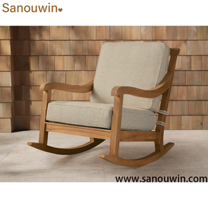 Fauteuil à bascule de jardin |   Bois de teck massif moderne |   Chaise <span class=keywords><strong>d</strong></span>'extérieur avec <span class=keywords><strong>coussin</strong></span> amovible résistant aux intempéries pour l'école et l'hôtellerie - Product Image 5