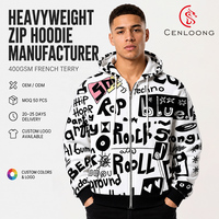 Hoodie Zip Cetak Seni Pop Cenloong, Desain Pakaian Pria Mewah, Sweatshirt Sublimasi Berkualitas Tinggi, Custom