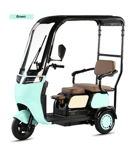 Tricycle électrique rouge 1000W pour passagers, avec panier, 2 places, pour adultes, carrosserie ouverte. - Product Image 3
