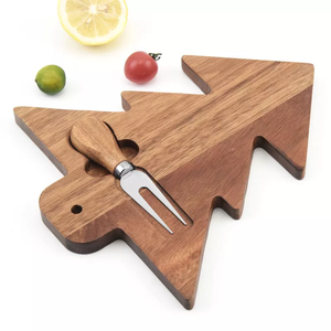 Venta al por mayor de tablas de charcutería de corte de madera de <span class=keywords><strong>acacia</strong></span> en forma de árbol de Navidad con cuchillos - Product Image 5