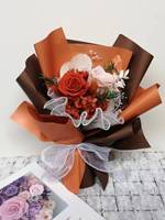 Buket Hadiah Hari Valentine & Natal dengan Bunga Asli Alami yang Diawetkan dan Dikeringkan, Tahan Lama, Romantis untuk Pacar