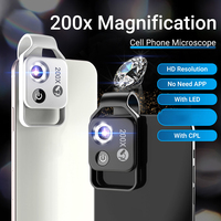JAXY 200X Portable HD Macro Lens Digital Magnification with CPL Filter & LED Light Phone Lens Microscope for Phone