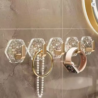 Crochets muraux en acrylique au design élégant, crochets adhésifs hexagonaux, organisateur de vêtements moderne à un seul niveau pour la cuisine, la salle de bain, le salon