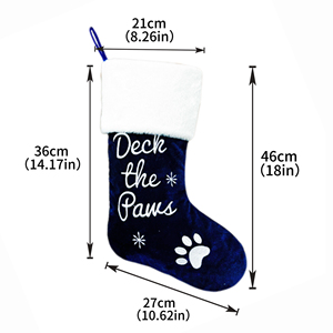 Calcetín Navideño de Terciopelo Azul Marino de Lujo con Pata de Perro Bordada, Bolsa de Regalo Navideña Divertida para Mascotas, Decoración para Árbol de <span class=keywords><strong>Navidad</strong></span> - Product Image 6