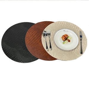 Custom Nordic Style Restaurant Table Decorative Recycled Crocodile Texture PU Table Mat <strong>Cream</strong> Leather <strong>Placemat</strong> - Product Image 6