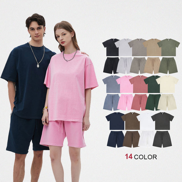 Custom High Quality Plan T- Shirt 100% Cotton Action & Sports T-shirts Casual or Vintage Washed t Shirt and Short Set