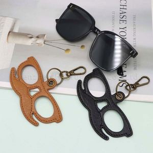 RTS Creative PU Leather Eyeglasses Holder Promotional Travel Sunglasses Clip Keychain Portable Funny Beard Style Eyewear Frame - Product Image 3