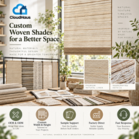 Stores tissés sur mesure en lin naturel et rotin, filtrant la lumière, pour le traitement des fenêtres de salon moderne et l'aménagement intérieur