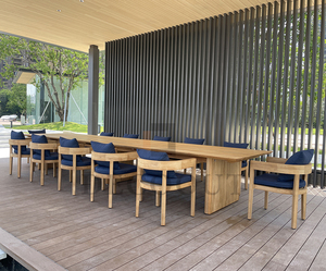 Hot Bán Phong Cách Hiện Đại Tự Nhiên Ăn Uống Ngoài Trời Đặt Gỗ Tếch Ngoài Trời Bàn Ăn Đặt 6 Ghế - Product Image 4