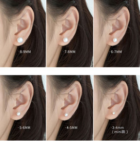 Pin Ear orecchini <span class=keywords><strong>di</strong></span> perle da sposa Stud all'ingrosso 925 Sterling Silver <span class=keywords><strong>acqua</strong></span> dolce d'<span class=keywords><strong>acqua</strong></span> dolce naturale per le donne Gi 3mm-8mm Bling bianco - Product Image 4