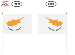 Impresión personalizada LOGOTIPO País 14*21cm Pequeña bandera nacional de Chipre ondeando a mano con poste de plástico - Product Image 3