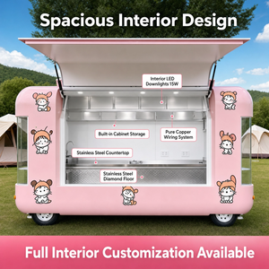 Food Truck Angolare Giallo di Alta Qualità, Carretto <span class=keywords><strong>Mobile</strong></span> per <span class=keywords><strong>Caffè</strong></span>, Cucina Aerodinamica per Street Food, BBQ, Dolciumi, Patatine e Altri Prodotti - Product Image 3