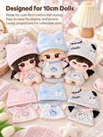 Adorable tenue de poupée en coton de 10 cm, ensemble de vêtements de poupée sur le thème de l'ange et du diable avec chapeau et détails d'ailes