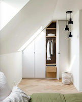 Armoire de grenier sur mesure pour plafond incliné avec zone de suspension pour le rangement des vêtements domestiques