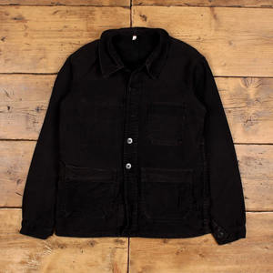 Vintage French Workwear <strong>Jacket</strong> Men's <strong>Chore</strong> <strong>Jackets</strong> Faded Repaired <strong>Black</strong> <strong>Chore</strong> - Product Image 1