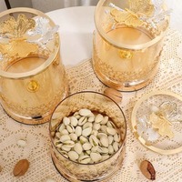 Ensemble de pots à collation modernes pour la maison, boîte de rangement en verre avec couvercle en métal pour fruits secs, pour collations et desserts, accessoires de décoration intérieure