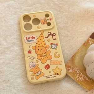 Coque de téléphone antichoc en TPU souple, style Ins, avec motif ours beurré mignon et design <span class=keywords><strong>petite</strong></span> étoile, personnalisable pour 17/16/15/14/13 Pro Max - Product Image 2