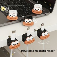 Organisateur de câbles magnétique en plastique avec motif visage de dessin animé, clips de gestion de câbles de téléphone portable sans perçage, enrouleur de fils fixe