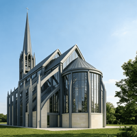 Bâtiment d'église préfabriqué en structure d'acier Q355B, portée claire de 30 m pour salle de culte au Nigeria
