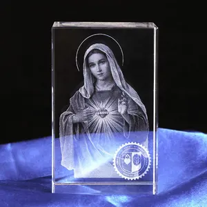 Regali artigianali religiosi cristiani gesù croce vergine maria cubo di cristallo inciso al Laser 3d