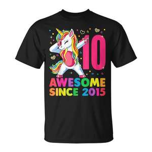 Camiseta Unicorn Dabbing para el 10º cumpleaños para niños, manga corta, cuello redondo, estampado digital, ropa de fiesta - Product Image 1