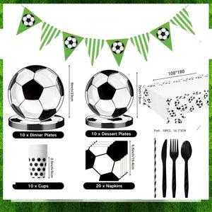 Ensemble de vaisselle pour fête de football pour 10 invités, assiettes, serviettes, gobelets, couteaux, fourchettes pour célébration d'anniversaire, événement <span class=keywords><strong>sportif</strong></span> - Product Image 6