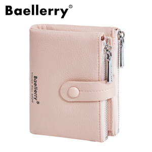 Baellerry Women's Short <b>Wallet</b> Red Lychee Texture Double Zipper Coin Purse Card <b>Holder</b> Everyday Use - Product Image 5
