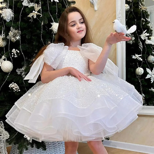 Robes de soirée en satin pour enfants MQATZ ODM - Robe longue respirante style princesse champagne scintillante avec jupe bouffante pour filles, idéale pour les fêtes et spectacles L6080 - Product Image 3