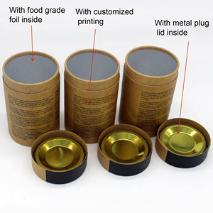 عبوات ورقية فاخرة فارغة للشاي العشبي والمنتجات الصحية، علب أسطوانية مع غطاء معدني - Product Image 3