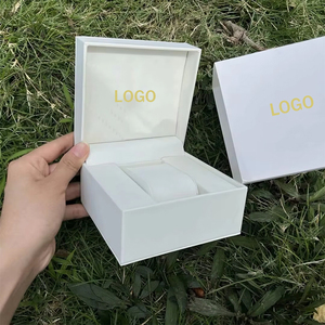 Custom Logo White Leather <b>Watch</b> Box Flip Square Box Protective Gift <b>Case</b> for Men and Wom Packaging for <b>Watch</b> Store and Shop - Product Image 1