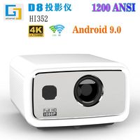 Projecteur Android 12 LED 1080P à mise au point automatique, 1200 lumens ANSI, prise en charge 4K, utilisation en extérieur, compatibilité téléphone, 3D, LCD portable, HIFI, 2 Go