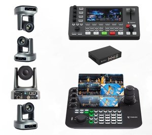 USD4164 Free Ship Kit= 4pcs 4K60FPS 20X Zoom AI Tracking PTZ Cam+PTZ Joystick Controller+Video Mixer Switcher+PoE <strong>Switch</strong> - Product Image 1