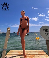 Ensemble de bikini 2 pièces col en V MLY avec logo Service OEM personnalisé pour tongs Bas de bikini