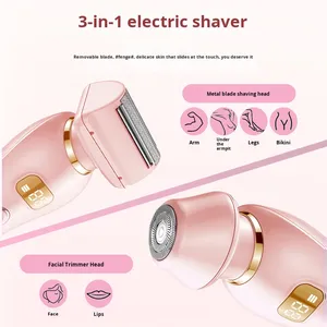 เครื่องโกนขนไฟฟ้าสำหรับผู้หญิงแบบสองหัว <span class=keywords><strong>Majic</strong></span> กันน้ำ IPX7 ใช้พลังงานจาก USB ทำจากพลาสติก ล้างทำความสะอาดได้ ใช้ในครัวเรือน อุปกรณ์กำจัดขนส่วนตัว - Product Image 1