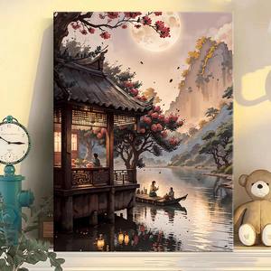 Jiangnan ภาพวาดสีน้ำมันดิจิตอลสไตล์สถาปัตยกรรมสไตล์<span class=keywords><strong>โบราณ</strong></span>, ภาพวาดสีน้ำมันวาดด้วยมือสำหรับตกแต่ง - Product Image 2