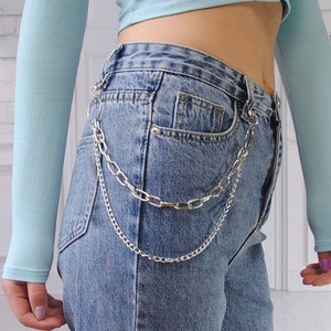 Double Layer Metal Waist <b>Chain</b> Zinc Alloy Geometric Hip Hop Fashion Body <b>Chain</b> For Daily Wear - Product Image 3