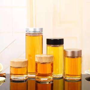 In massa su misura barattolo di vetro rotondo 180ml 250ml 500ml 750ml contenitore per la marmellata di miele cibo per bambini di conservazione con coperchio In legno di metallo - Product Image 2