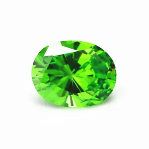 Diamond cut special color stone wholesale prices gems oval dark apple green cubic zirconia loose