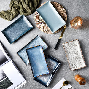 Assiette rectangulaire et en forme de nuage en céramique, style japonais, avec glaçure bleue réactive, pour <span class=keywords><strong>sushi</strong></span>, sashimi, barbecue, vaisselle de restaurant - Product Image 2