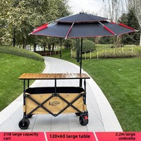 Camper Auto-Tisch, anhebbar, groß, mit Sonnenschirm, für Picknick, Camping, Angeln, Essen, faltbar, 110 x 60 x 60 cm