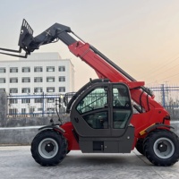 Chariot télescopique de 3,5 tonnes, bras télescopique de 7 m, moteur diesel Kubota, 4 roues motrices, pneus pleins, hydraulique statique Danfoss, chargeur télescopique tout-terrain