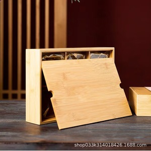 กล่องขนมไหว้พระจันทร์ไม้ไผ่ทรงสี่เหลี่ยมผืนผ้า 20.5x20.5x6.5 ซม. บรรจุภัณฑ์ของขวัญพร้อมช่องสำหรับเทศกาลไหว้พระจันทร์ - Product Image 2