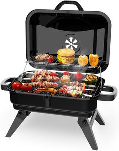Mini barbecue portable pour pique-nique en jardin, petit four à charbon de bois extérieur avec sécurité anti-flamme et construction en acier - Product Image 1