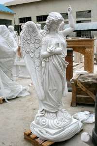 Décoration extérieure de jardin personnalisée Sculpture en <span class=keywords><strong>pierre</strong></span> grandeur nature Religieux en marbre blanc Statue de Saint <span class=keywords><strong>Gabriel</strong></span> Ange - Product Image 5
