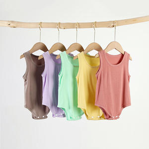 All'ingrosso tuta Modal bebè senza maniche in tinta unita bebè <span class=keywords><strong>canottiera</strong></span> bebè tutine estive per Newbron - Product Image 1